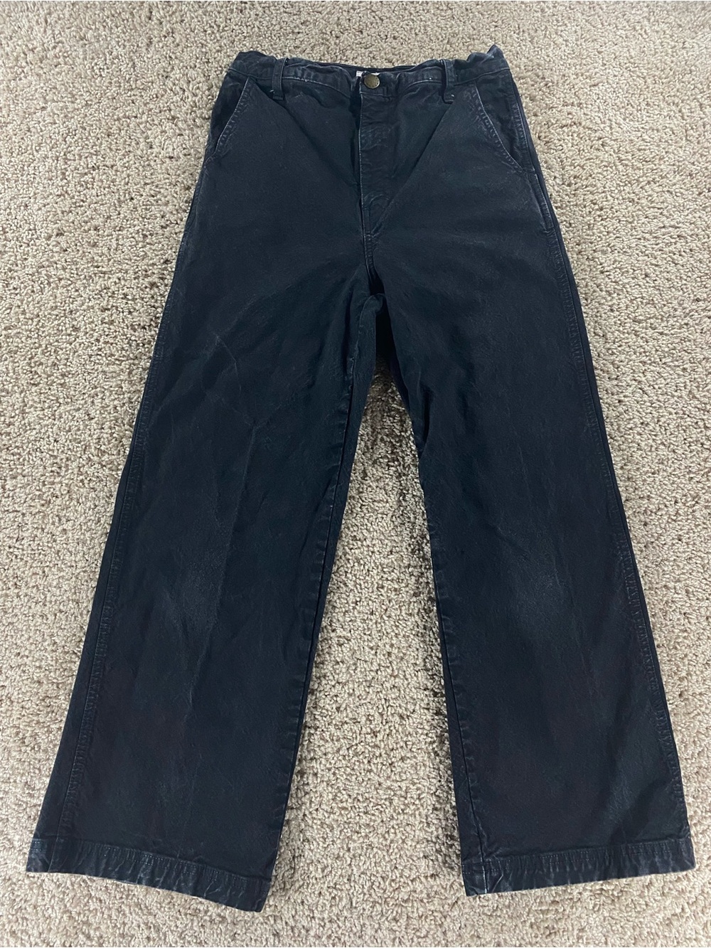 THE GREAT. Painter Pant Black 27 Wide Leg USA